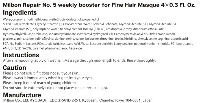 Milbon Repair Professional No.5 Weekly Booster Masque – Fine Hair 0.3oz / 9g (Imported from Japan)