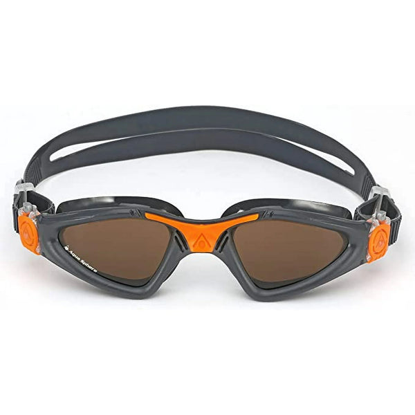 Aqua Sphere Kayenne Swim Goggles – Brown Polarized Lens, Grey/Orange Frame