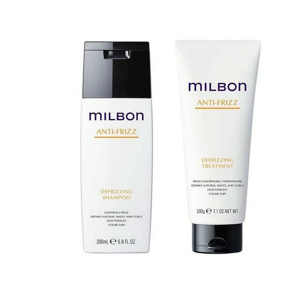 Milbon Anti-Frizz Shampoo 6.8oz + Defrizz Treatment 7.1oz (Imported from Japan)
