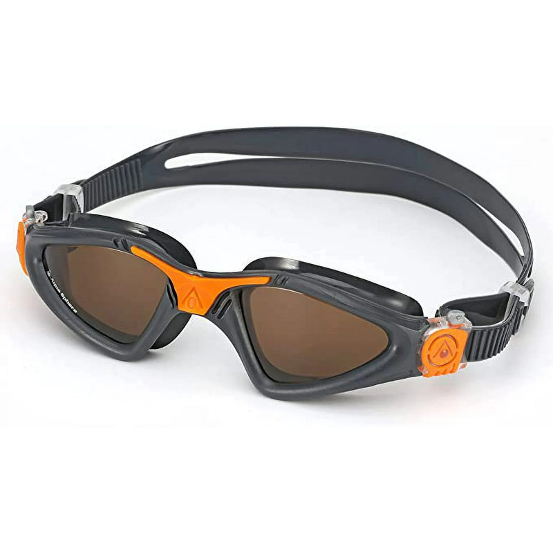 Aqua Sphere Kayenne Swim Goggles – Brown Polarized Lens, Grey/Orange Frame